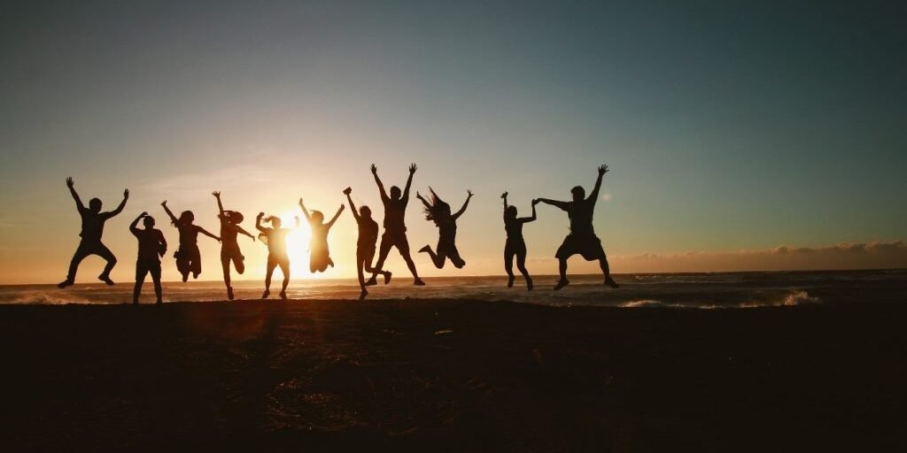 Teenagers jumping